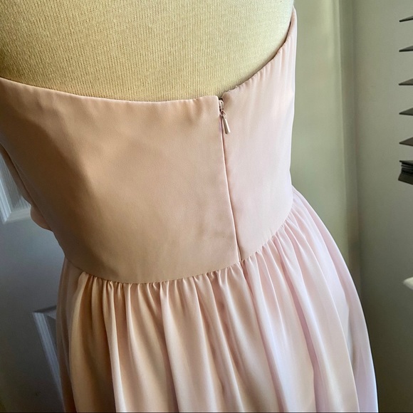 SOCIAL Bridesmaids Strapless Georgette Gown Blush Size 10 - Picture 3 of 10